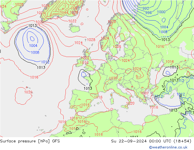 地面气压 GFS 星期日 22.09.2024 00 UTC