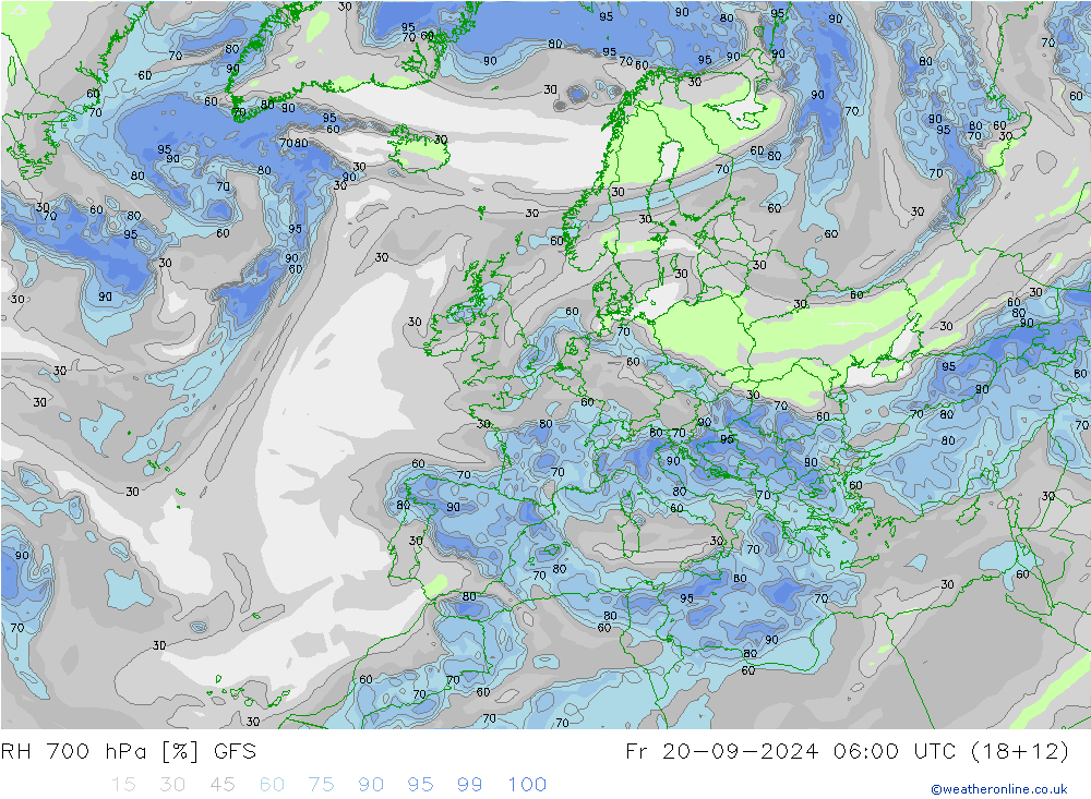 Humidité rel. 700 hPa GFS septembre 2024