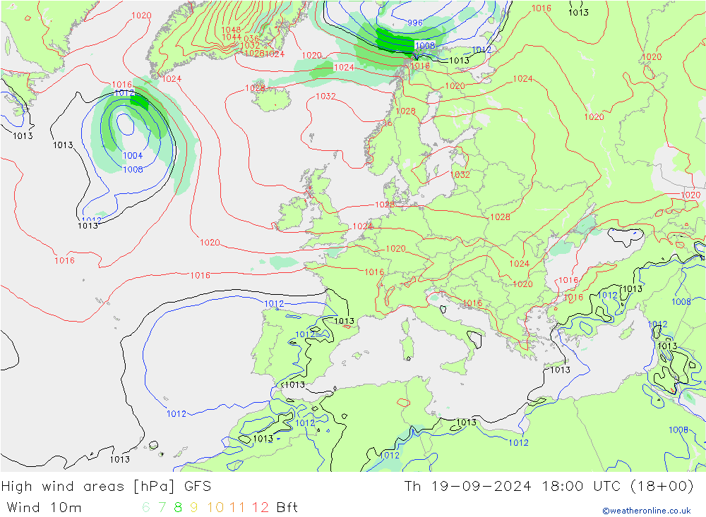 High wind areas GFS Th 19.09.2024 18 UTC