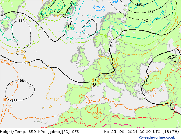 Height/Temp. 850 hPa GFS  23.09.2024 00 UTC