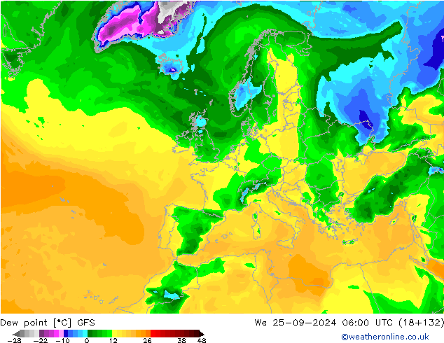 Rosný bod GFS St 25.09.2024 06 UTC