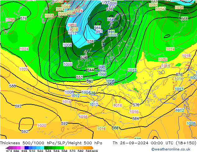 Thck 500-1000hPa GFS Th 26.09.2024 00 UTC