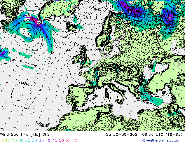 Wind 850 hPa GFS Ne 22.09.2024 09 UTC