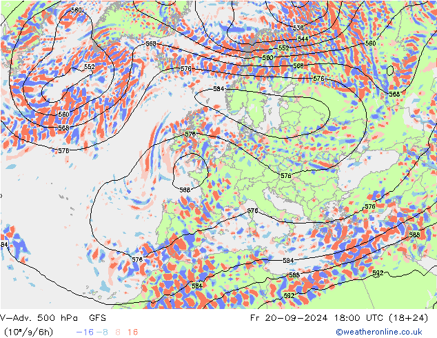 V-Adv. 500 hPa GFS Fr 20.09.2024 18 UTC