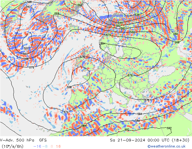 V-Adv. 500 hPa GFS Sa 21.09.2024 00 UTC