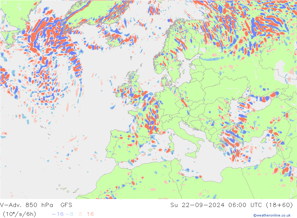 V-Adv. 850 hPa GFS Paz 22.09.2024 06 UTC