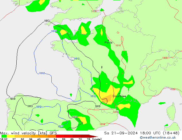 Windböen GFS Sa 21.09.2024 18 UTC