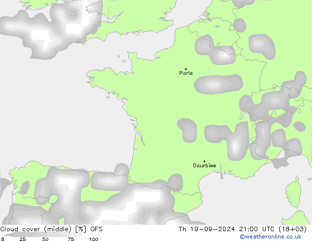 Cloud cover (middle) GFS Th 19.09.2024 21 UTC