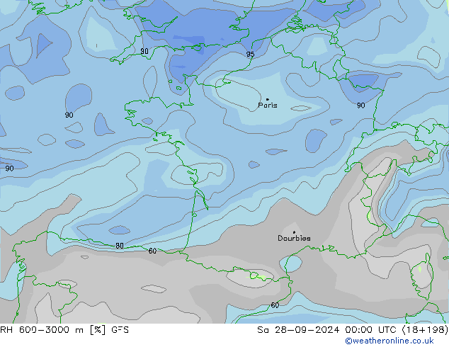 RH 600-3000 m GFS Sa 28.09.2024 00 UTC