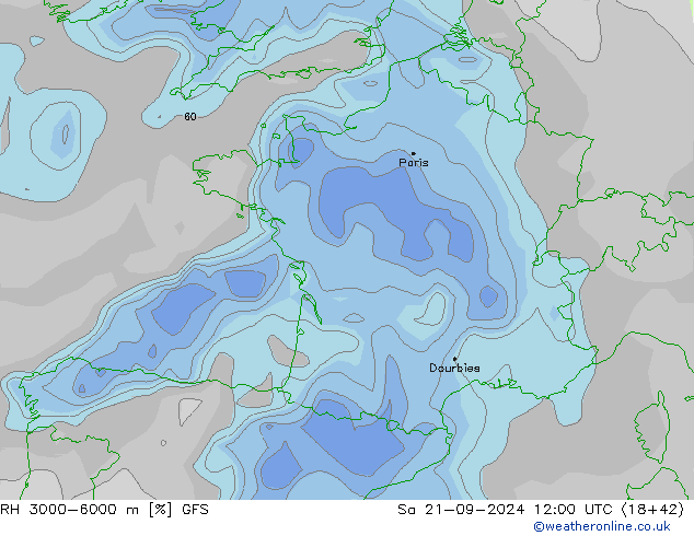 RH 3000-6000 m GFS Sa 21.09.2024 12 UTC