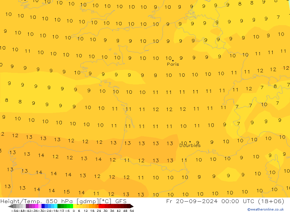 Z500/Yağmur (+YB)/Z850 GFS Cu 20.09.2024 00 UTC