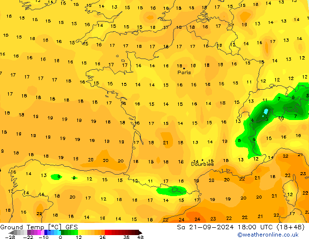 temp. mín./solo GFS Sáb 21.09.2024 18 UTC