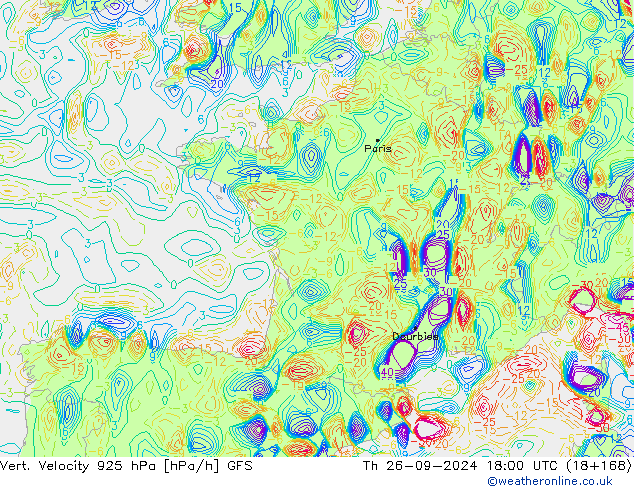 Vert. Velocity 925 hPa GFS Čt 26.09.2024 18 UTC