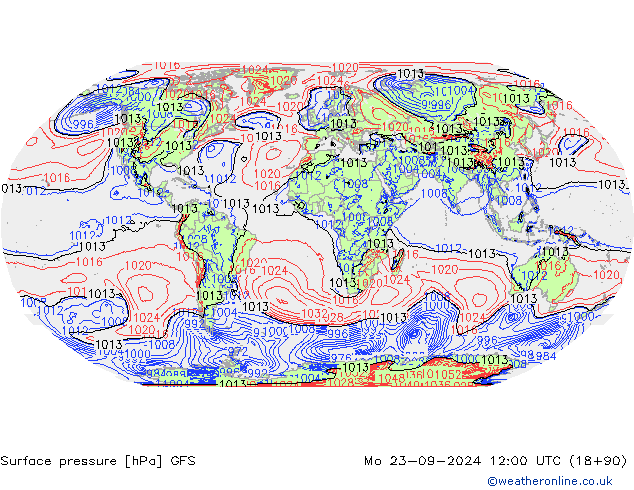 Surface pressure GFS Mo 23.09.2024 12 UTC