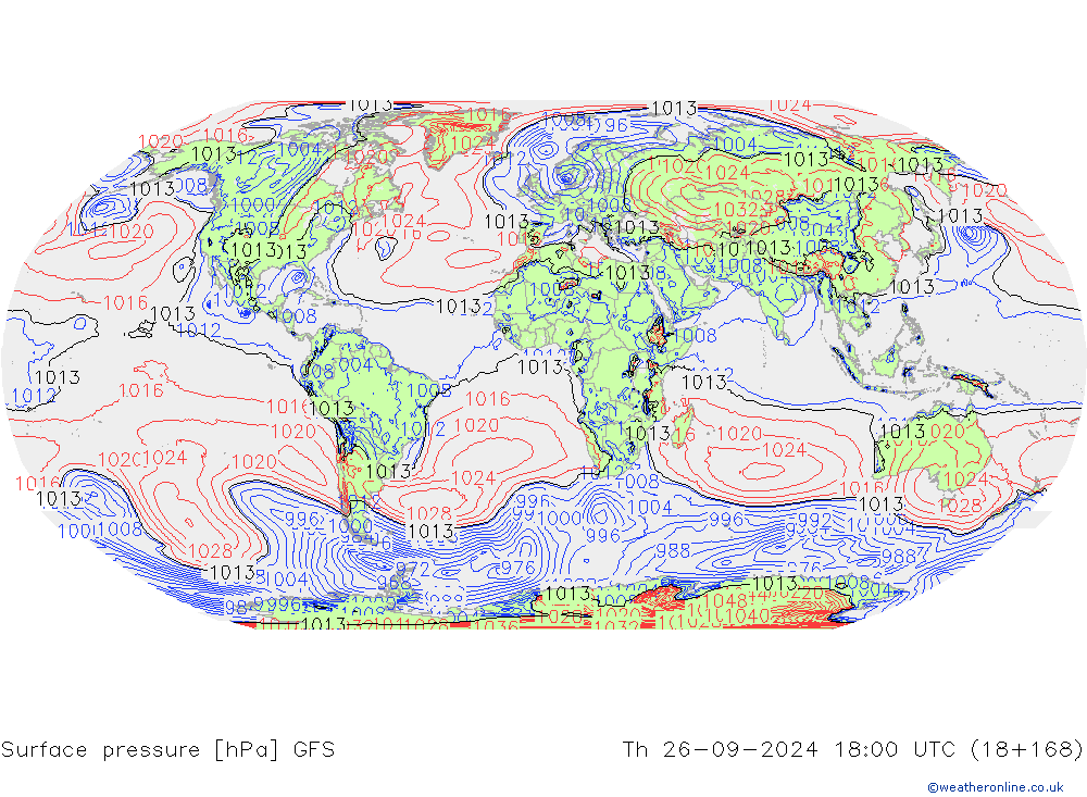 pressão do solo GFS Qui 26.09.2024 18 UTC