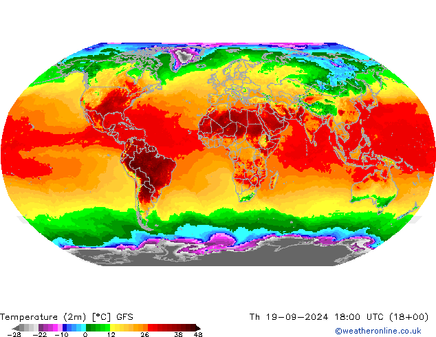 карта температуры GFS чт 19.09.2024 18 UTC