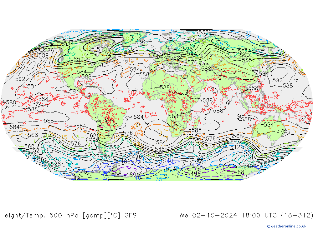 Height/Temp. 500 hPa GFS We 02.10.2024 18 UTC