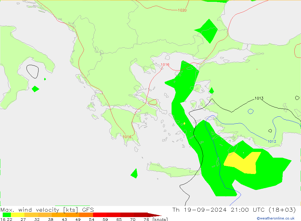 Max. wind velocity GFS jue 19.09.2024 21 UTC