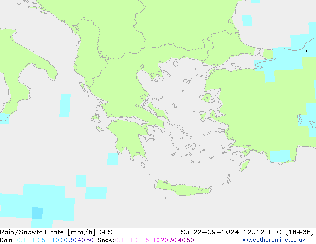 Rain/Snowfall rate GFS Su 22.09.2024 12 UTC