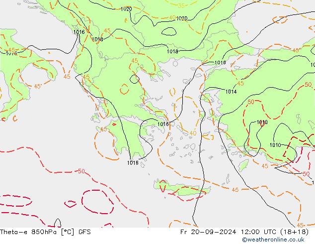 Theta-e 850hPa GFS Cu 20.09.2024 12 UTC