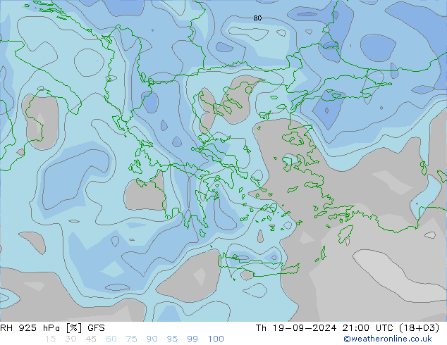 Humedad rel. 925hPa GFS jue 19.09.2024 21 UTC