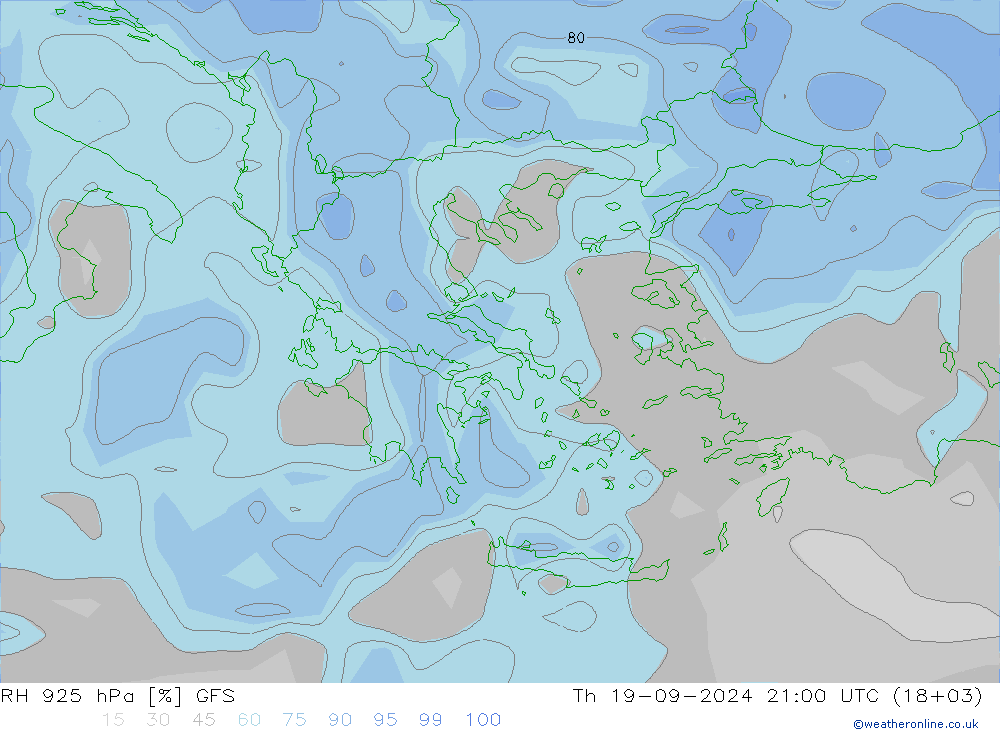 RH 925 hPa GFS Th 19.09.2024 21 UTC