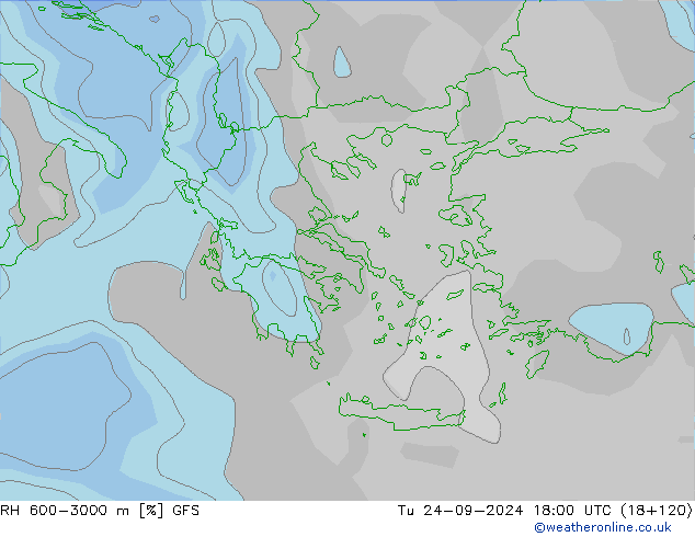 RV 600-3000 m GFS di 24.09.2024 18 UTC