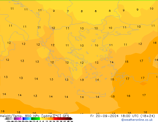 Z500/Rain (+SLP)/Z850 GFS ven 20.09.2024 18 UTC