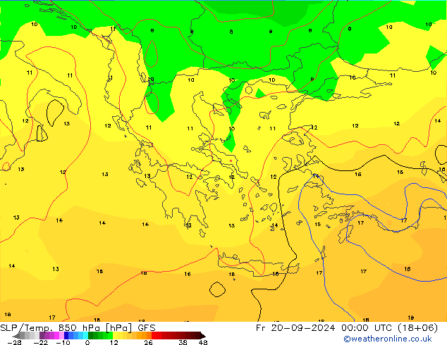 850 hPa Yer Bas./Sıc GFS Cu 20.09.2024 00 UTC