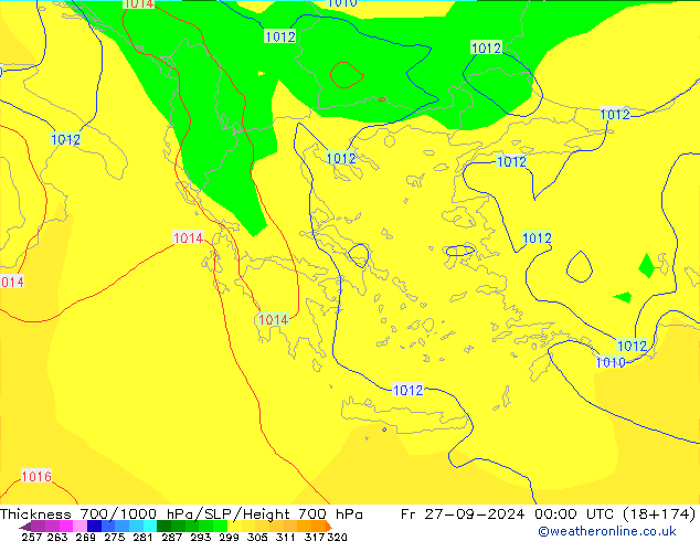 Thck 700-1000 hPa GFS Fr 27.09.2024 00 UTC