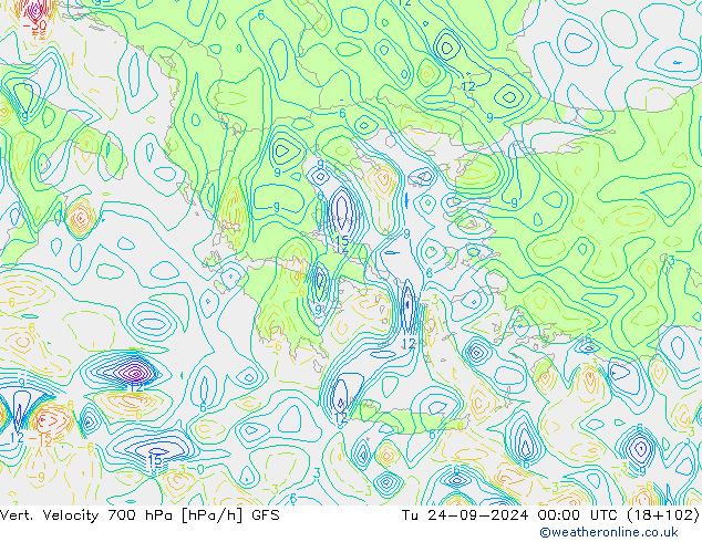 Vert. Velocity 700 hPa GFS  2024