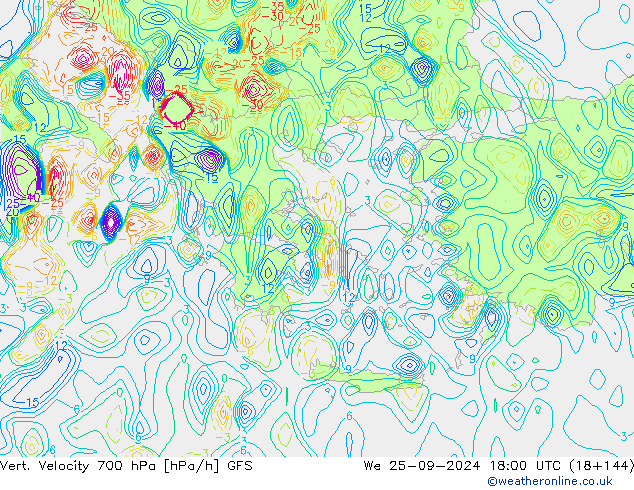 Vert. Velocity 700 hPa GFS St 25.09.2024 18 UTC