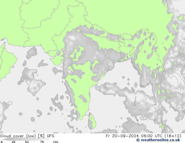 облака (низкий) GFS пт 20.09.2024 06 UTC