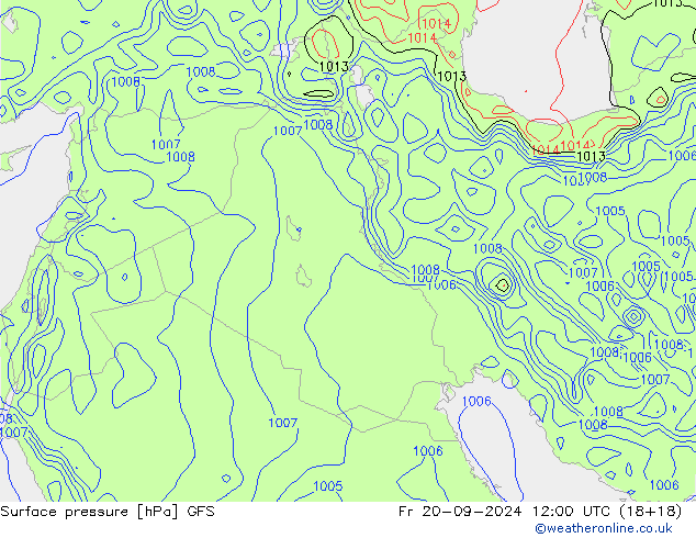 Presión superficial GFS vie 20.09.2024 12 UTC