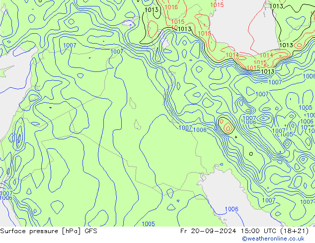 Atmosférický tlak GFS Pá 20.09.2024 15 UTC