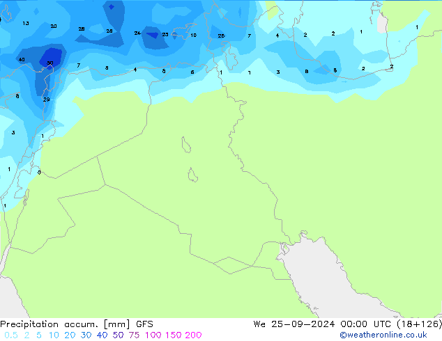 Precipitation accum. GFS St 25.09.2024 00 UTC