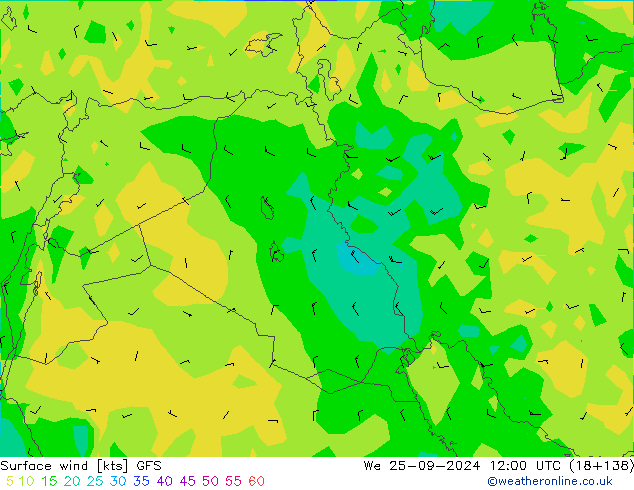 Surface wind GFS St 25.09.2024 12 UTC