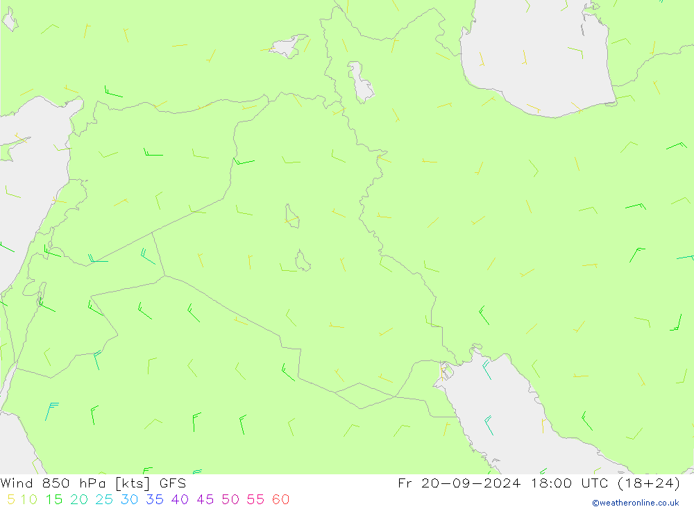 Wind 850 hPa GFS Fr 20.09.2024 18 UTC