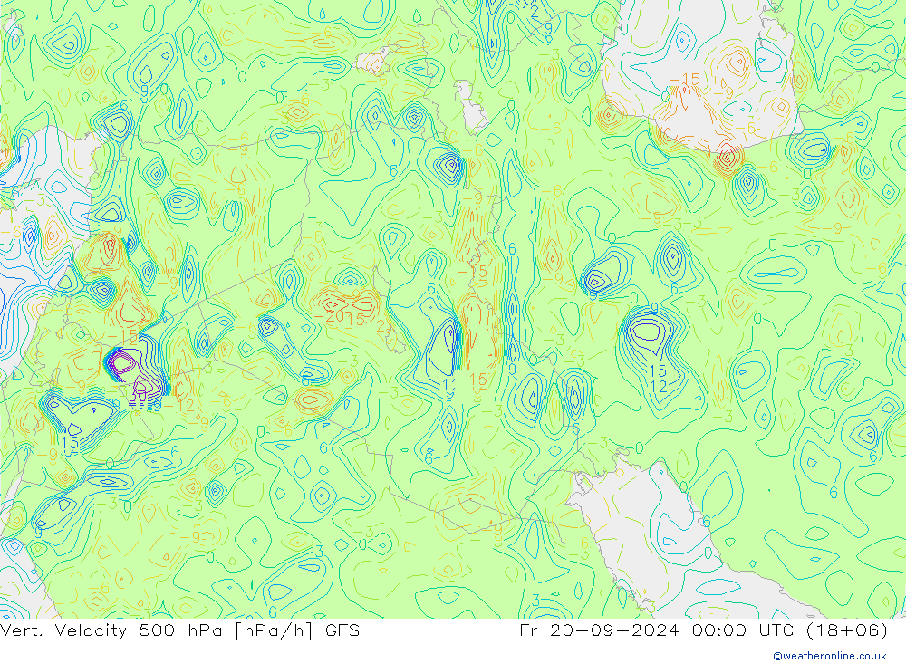 Vert. Velocity 500 hPa GFS ven 20.09.2024 00 UTC