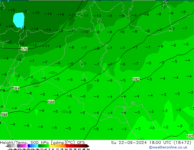 Height/Temp. 500 hPa GFS So 22.09.2024 18 UTC