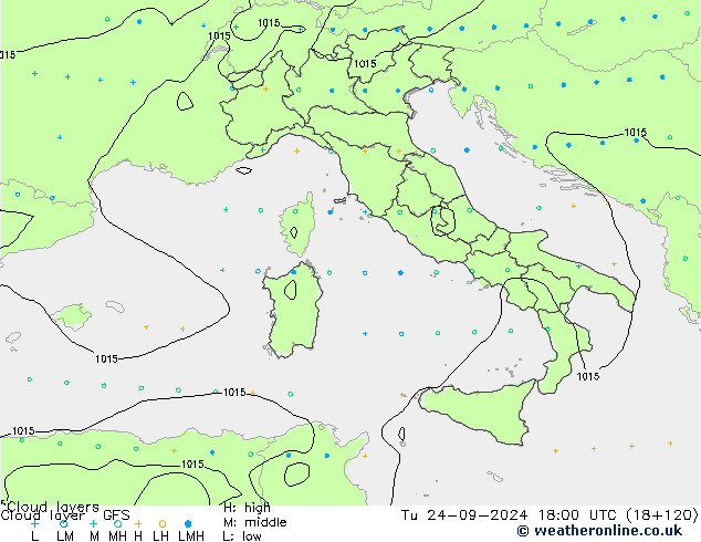 Cloud layer GFS Ter 24.09.2024 18 UTC