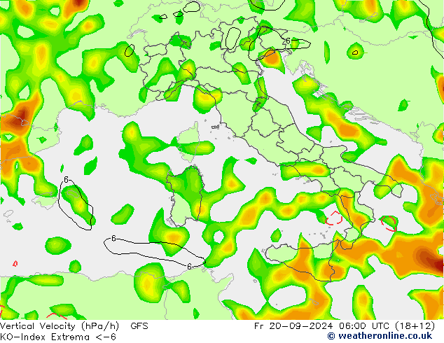 Convection-Index GFS ven 20.09.2024 06 UTC