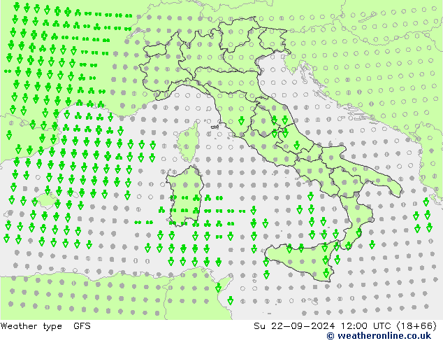 rodzaj opadu GFS nie. 22.09.2024 12 UTC