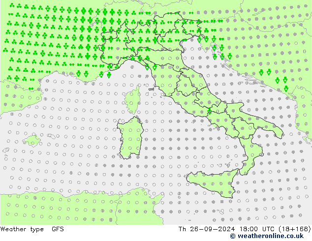 Type de précipitation GFS jeu 26.09.2024 18 UTC