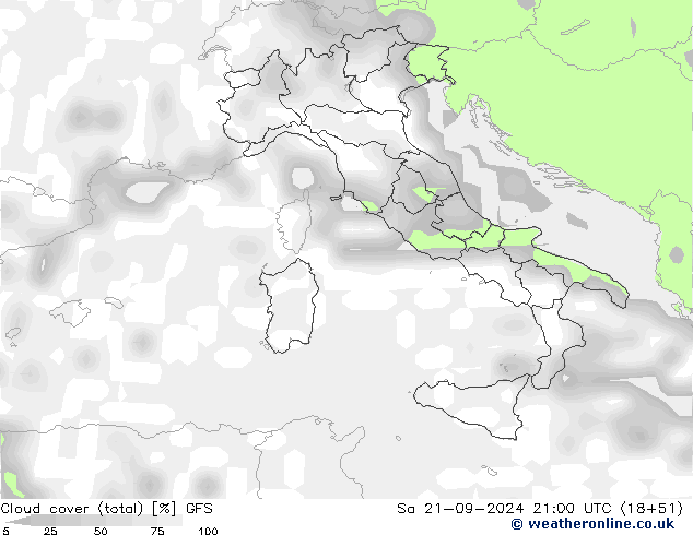 Bewolking (Totaal) GFS za 21.09.2024 21 UTC