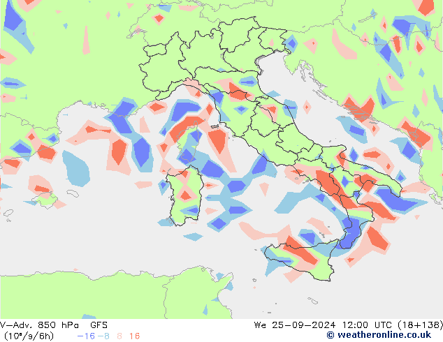 V-Adv. 850 hPa GFS  25.09.2024 12 UTC