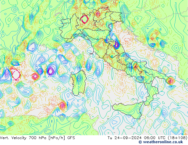 Vert. Velocity 700 hPa GFS wto. 24.09.2024 06 UTC