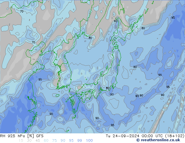 RV 925 hPa GFS di 24.09.2024 00 UTC