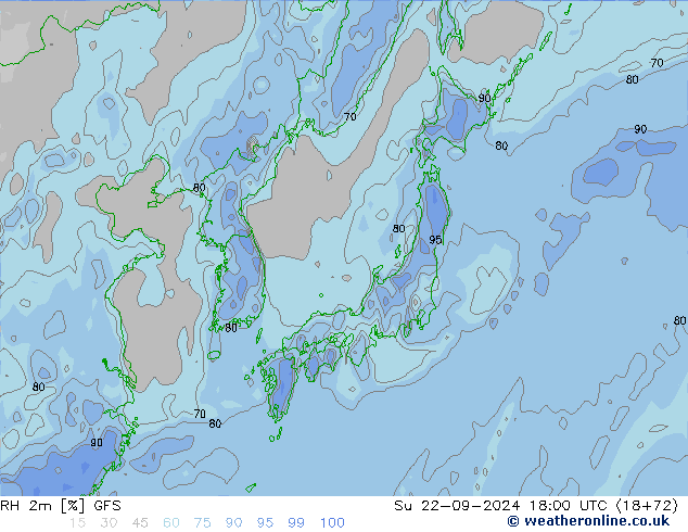 RH 2m GFS  22.09.2024 18 UTC