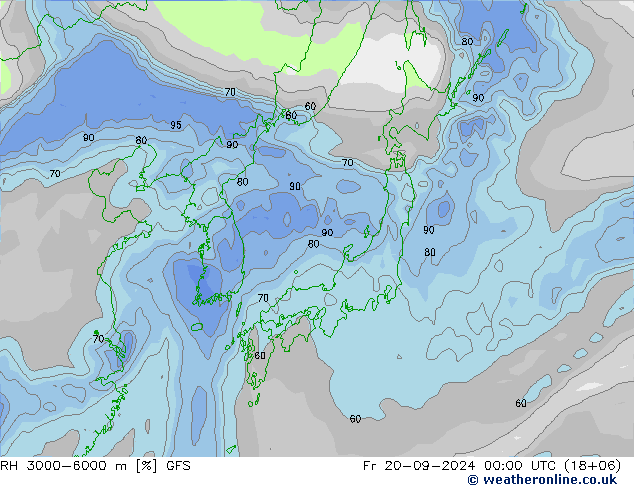 RH 3000-6000 m GFS Sex 20.09.2024 00 UTC